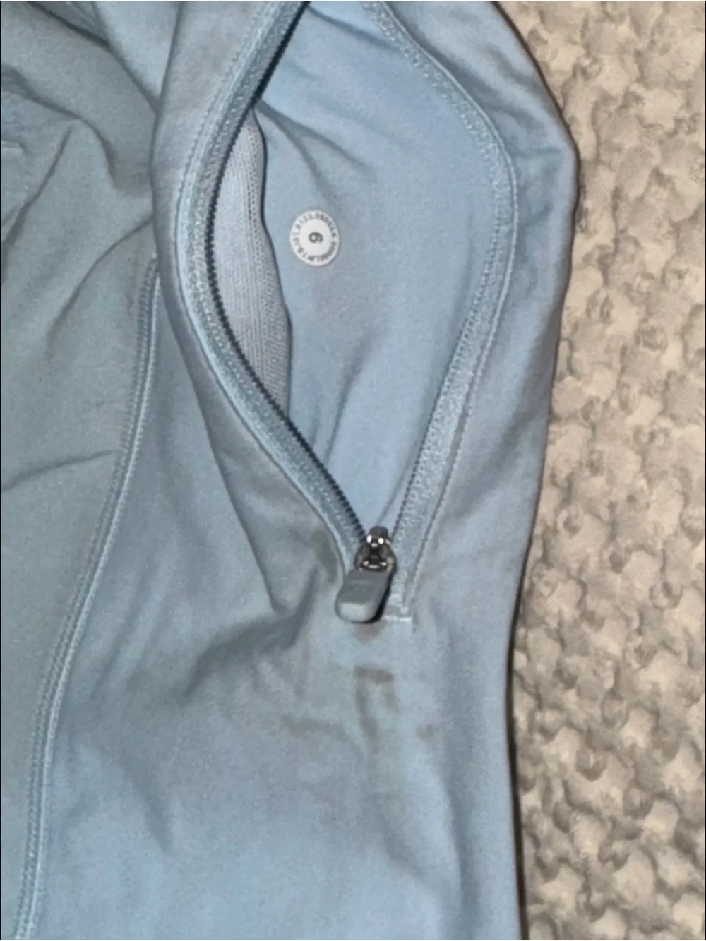 Lululemon Speed Up High-Rise Lined Short 4” in Powder Blue, size 6 - stained